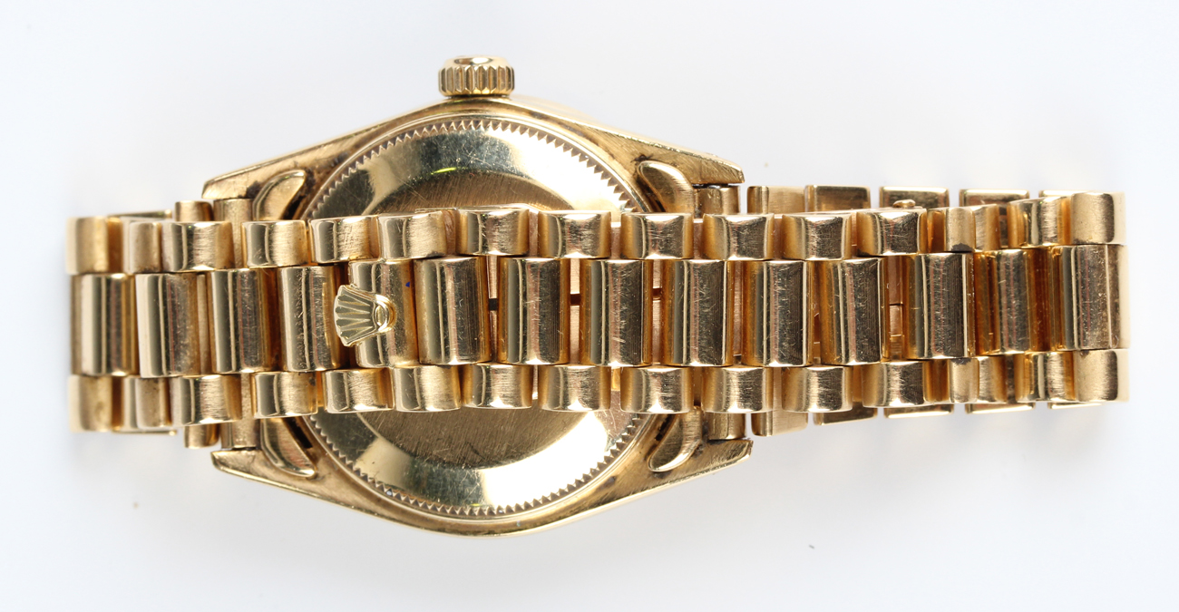 A Rolex Oyster Perpetual Datejust 18ct gold lady's bracelet wristwatch, Ref. No. 6827, circa 1981, - Image 8 of 11