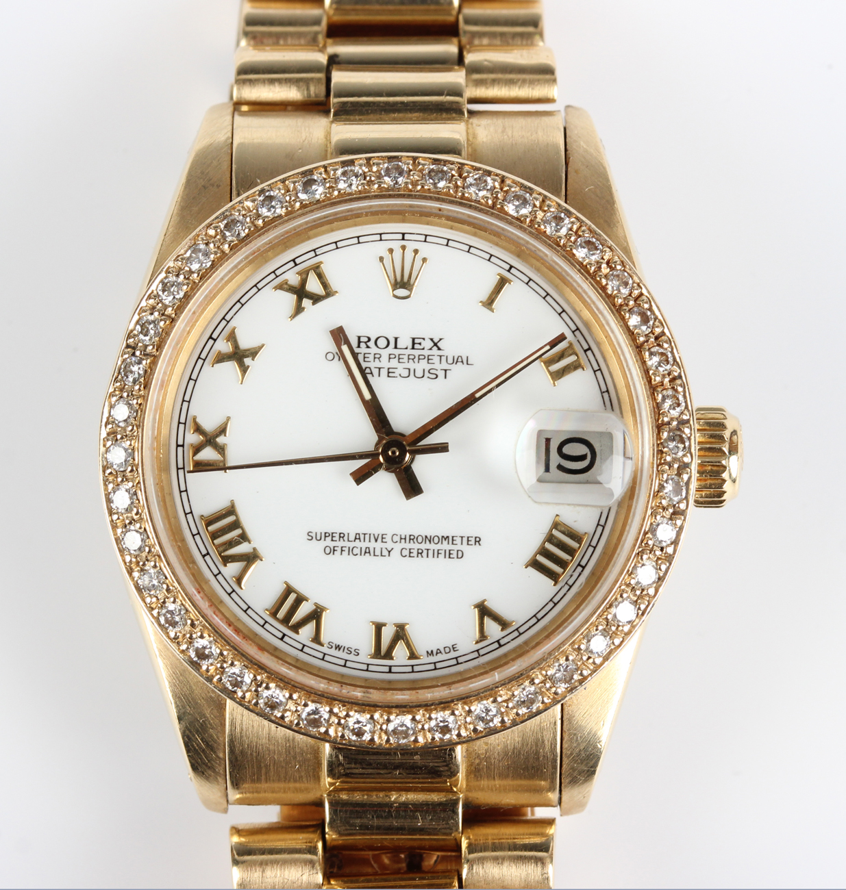 A Rolex Oyster Perpetual Datejust 18ct gold lady's bracelet wristwatch, Ref. No. 6827, circa 1981,