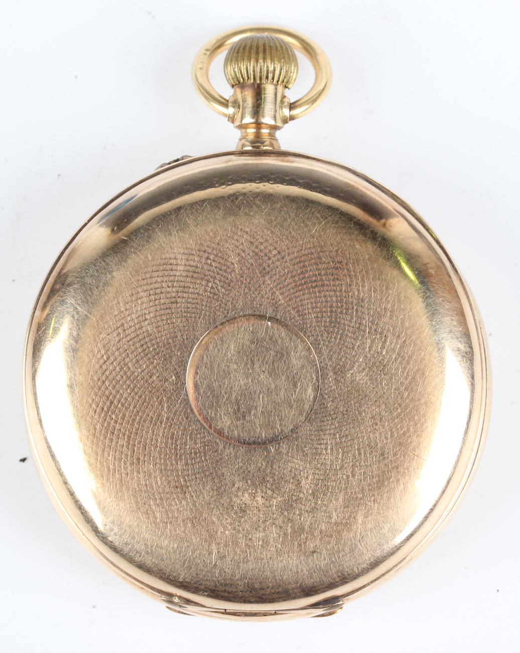 A gold cased keyless wind open-faced gentleman's pocket watch with unsigned jewelled movement, the - Image 2 of 6