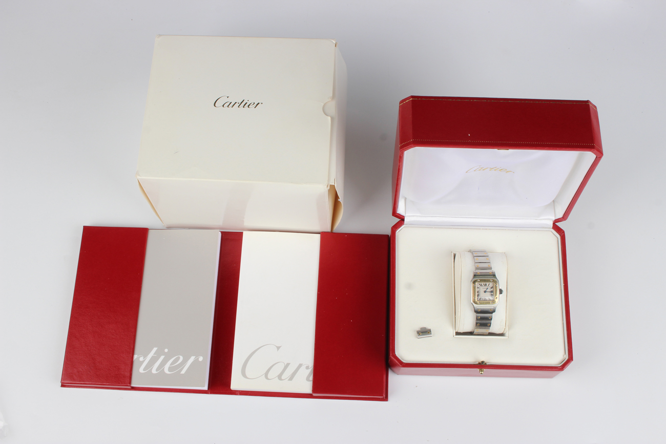 A Cartier Santos Galbée steel and gold lady's bracelet wristwatch, Ref. No. 1567, with signed - Image 3 of 7