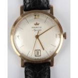 A Marvin Agenda 9ct gold circular cased gentleman's wristwatch, the signed jewelled movement