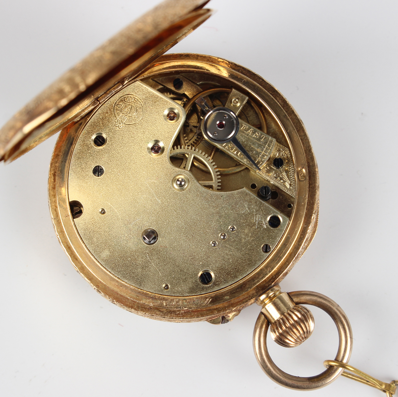 An 18ct gold cased keyless wind open-faced lady's fob watch, the gilt cylinder movement detailed ' - Image 5 of 6