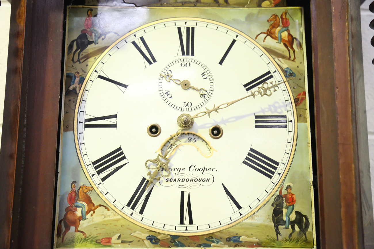 A Victorian mahogany longcase clock with eight day movement striking hours on a bell, the 13-inch - Image 12 of 15