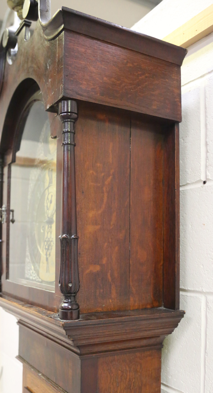 A George III oak and mahogany crossbanded longcase clock with eight day movement striking on a bell, - Image 7 of 26