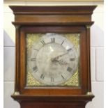 A George III oak longcase clock with thirty hour movement striking on a bell, the 12-inch square