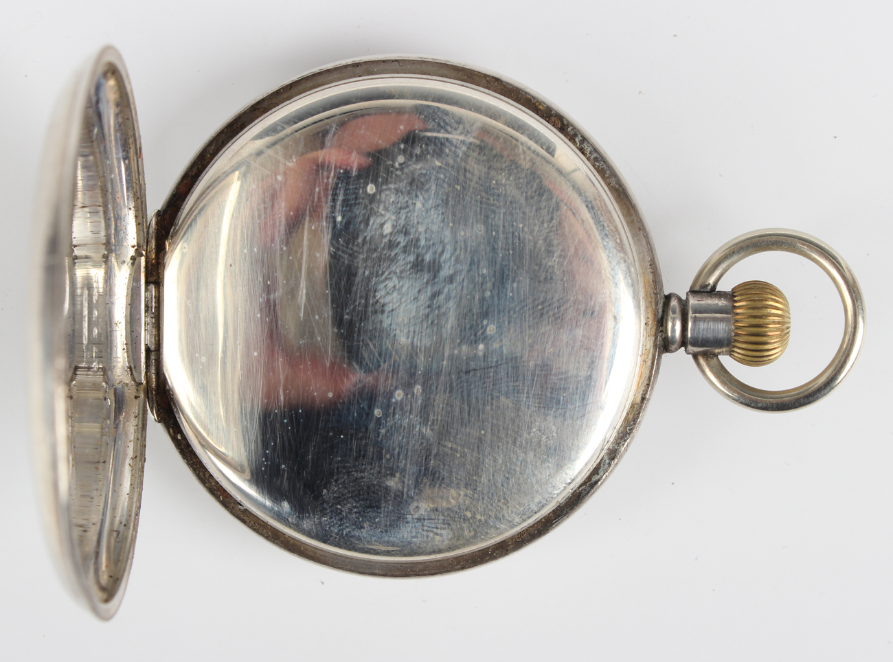 A silver keyless wind half hunting cased gentleman's pocket watch, the gilt jewelled lever - Image 4 of 8