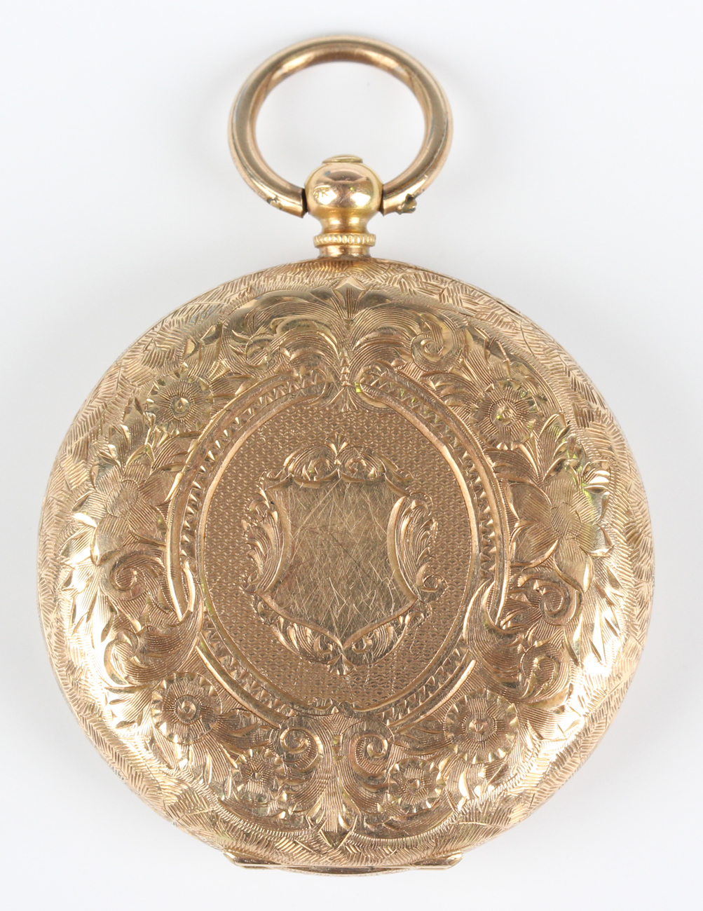 A 14ct gold keywind open-faced lady's fob watch with gilt three-quarter plate movement, the - Image 4 of 8