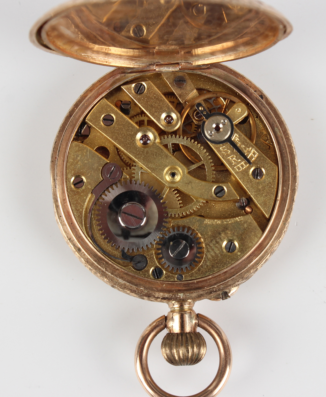 A 9ct gold keyless wind open-faced lady's fob watch with unsigned gilt movement, the enamelled - Image 3 of 3