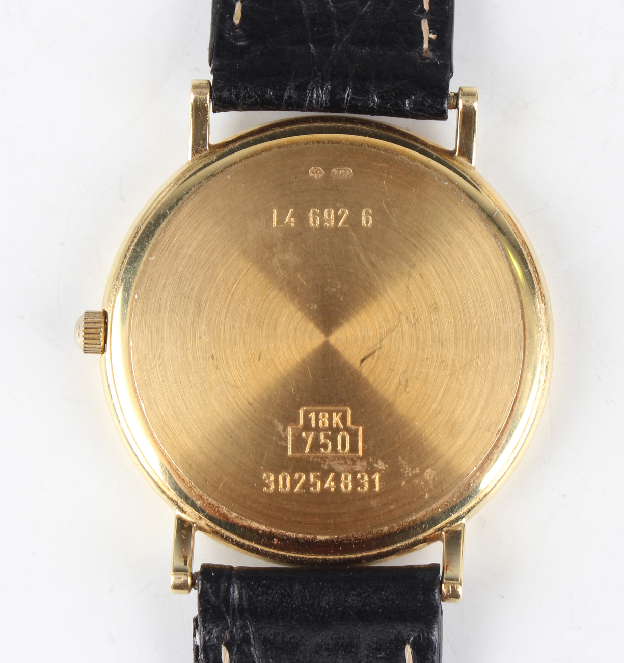 A Longines 18ct gold circular cased gentleman's wristwatch with quartz movement, the signed white - Image 5 of 5