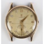 An Omega 9ct gold circular cased gentleman's wristwatch, circa 1950, the jewelled movement