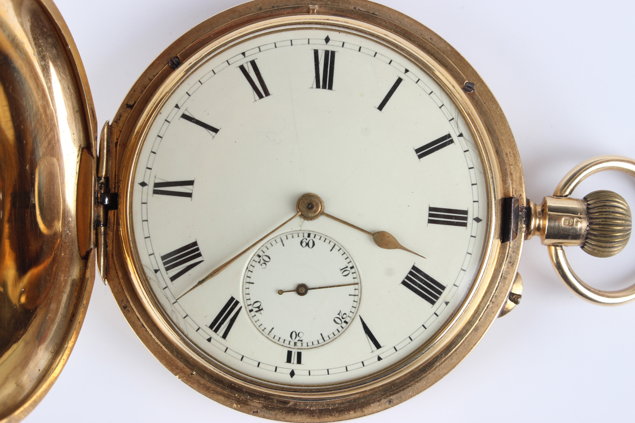 An 18ct gold keyless wind hunting cased gentleman's pocket watch, the three-quarter plate jewelled - Image 8 of 8