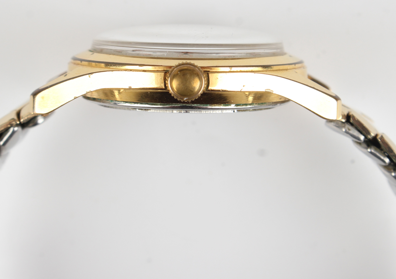 A Genève Automatic gilt metal fronted and steel backed gentleman's wristwatch, the signed silvered - Image 5 of 7
