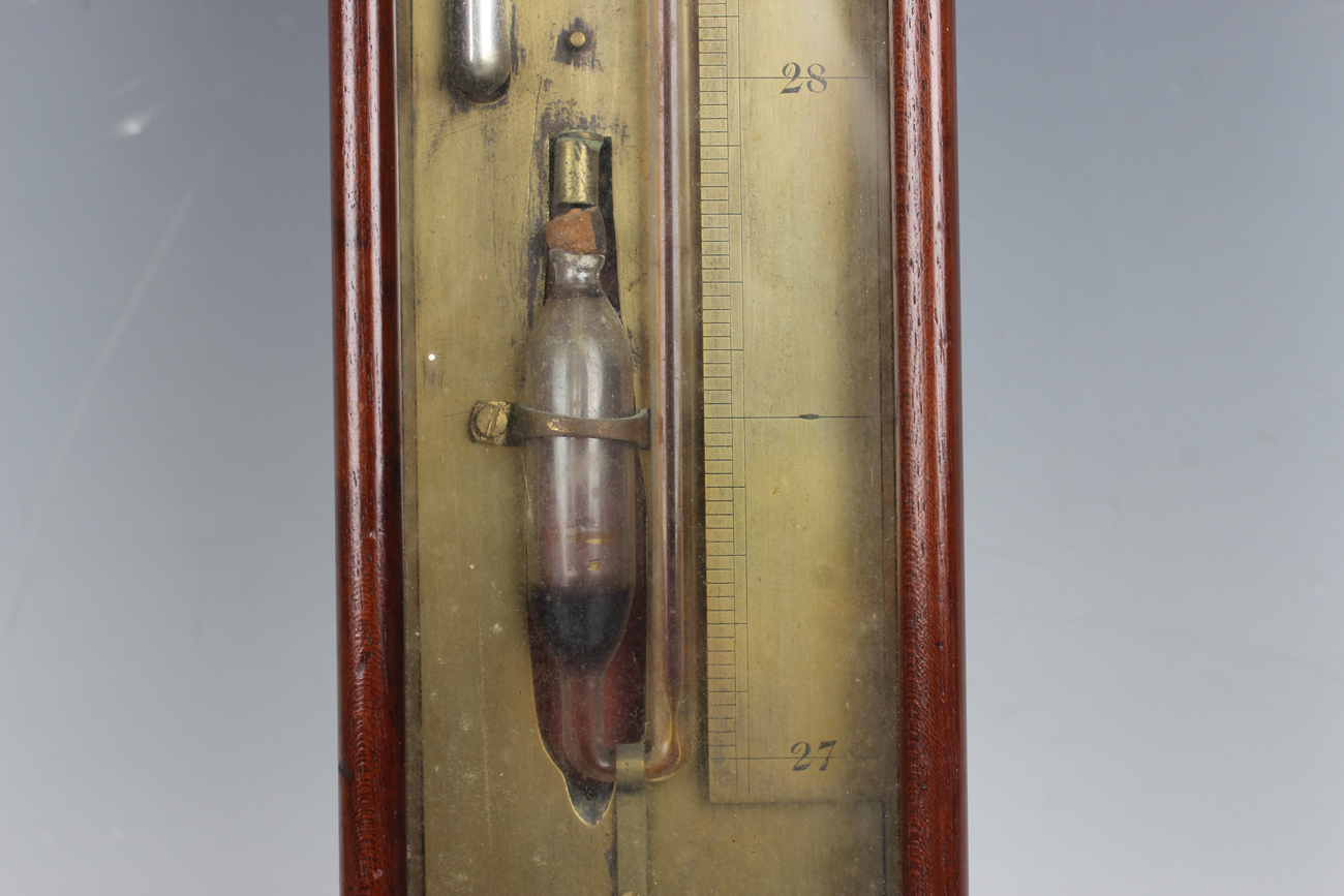 A Victorian mahogany cased 'Rodney Yacht' sympiesometer, the brass scale with mercury thermometer, - Image 3 of 8