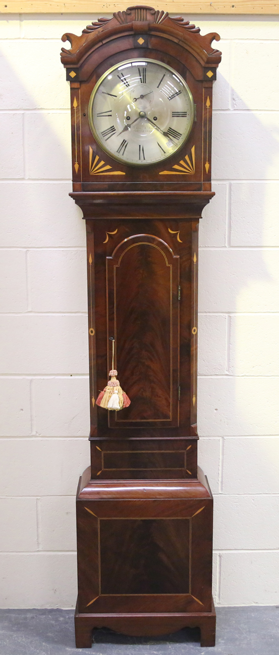 A 19th century mahogany longcase clock with eight day movement striking on a bell, the 12-inch - Image 10 of 18