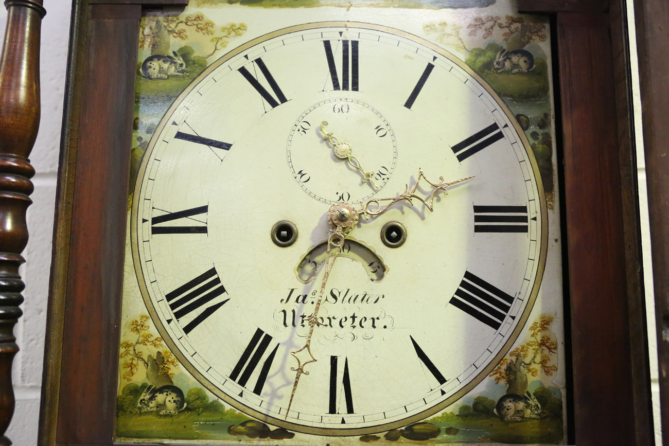A George III oak and mahogany crossbanded longcase clock with eight day movement striking on a bell, - Image 14 of 20
