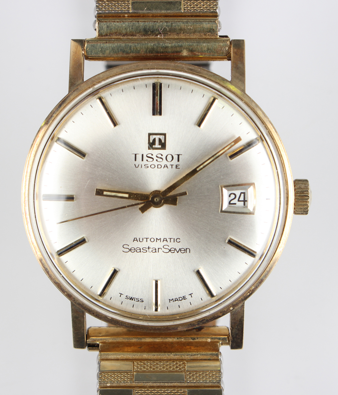 A Tissot Visodate Automatic Seastar Seven gold cased gentleman's wristwatch, the signed silvered