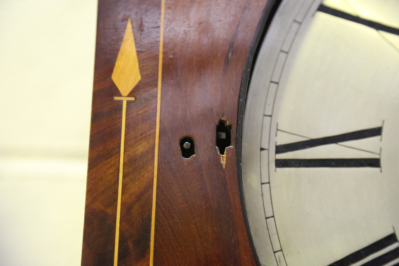 A 19th century mahogany longcase clock with eight day movement striking on a bell, the 12-inch - Image 12 of 18
