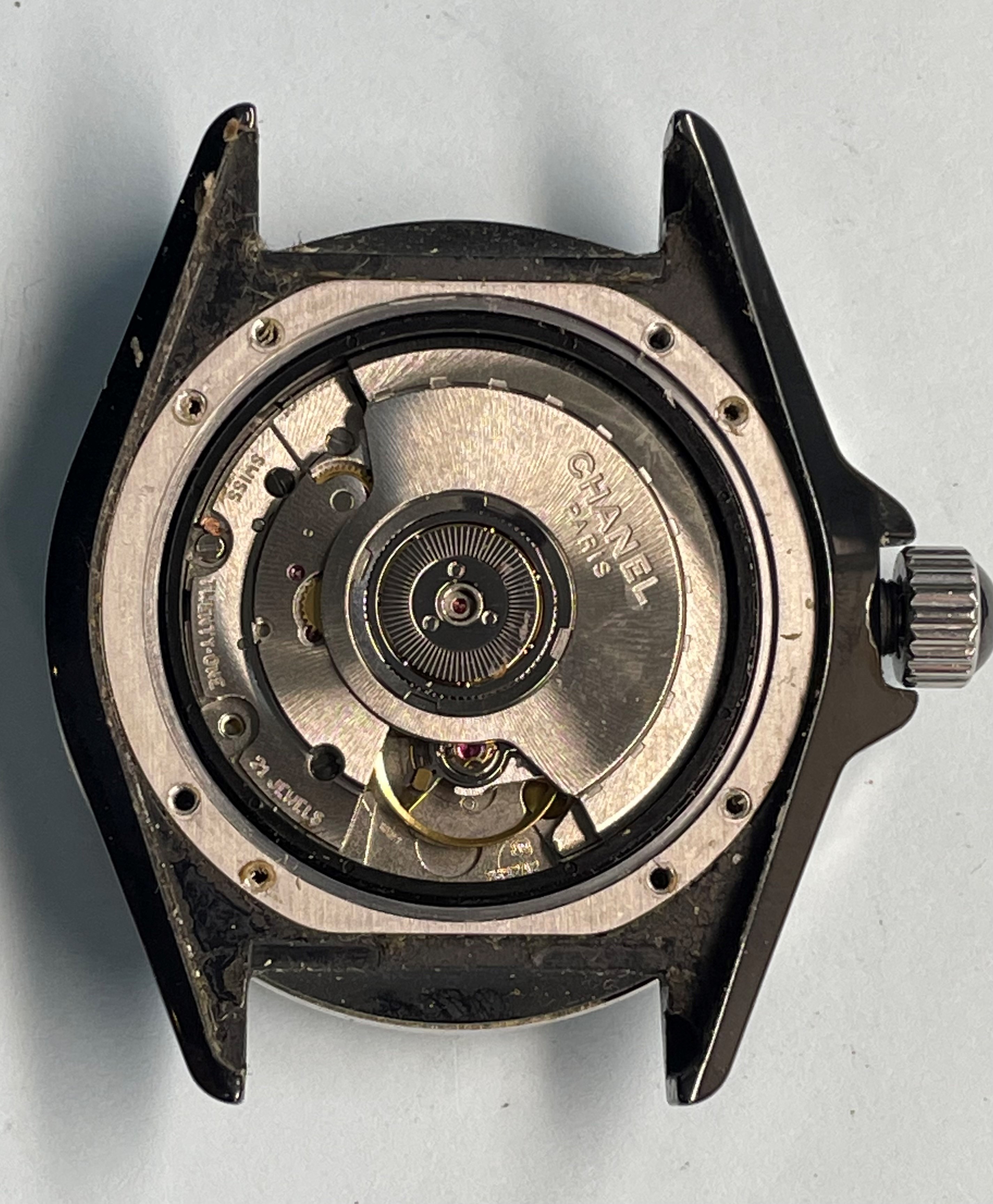 A Chanel J12 automatic black ceramic and diamond set gentleman's bracelet wristwatch, Ref. No. N.M - Image 2 of 7