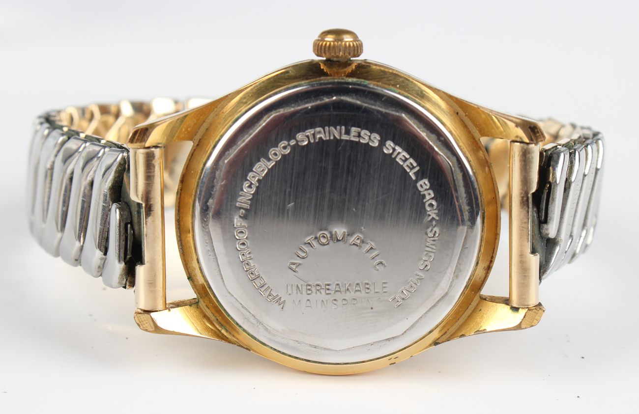 A Genève Automatic gilt metal fronted and steel backed gentleman's wristwatch, the signed silvered - Image 6 of 7