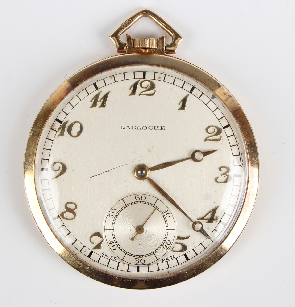 A Lacloche gold cased keyless wind open-faced lady's dress watch, the jewelled lever movement