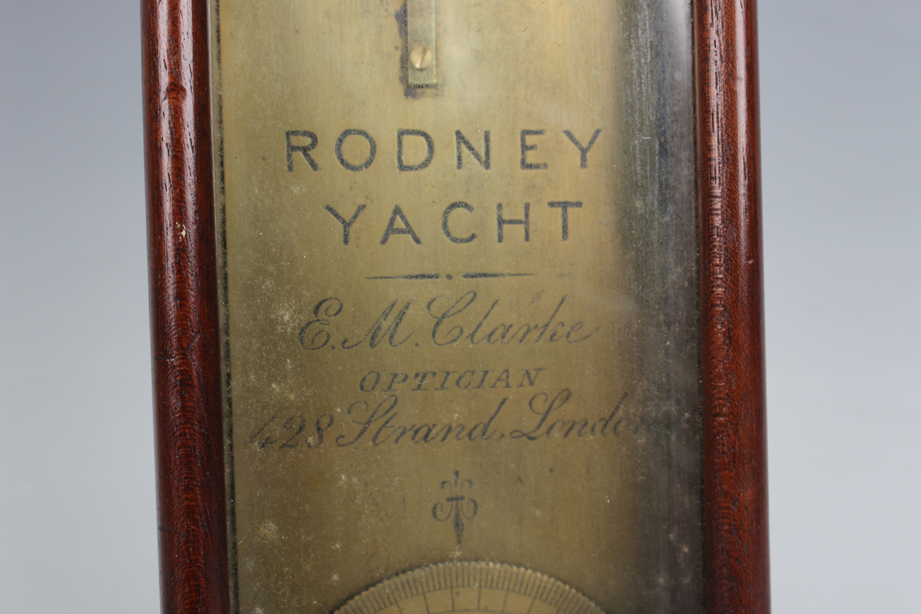 A Victorian mahogany cased 'Rodney Yacht' sympiesometer, the brass scale with mercury thermometer, - Image 8 of 8