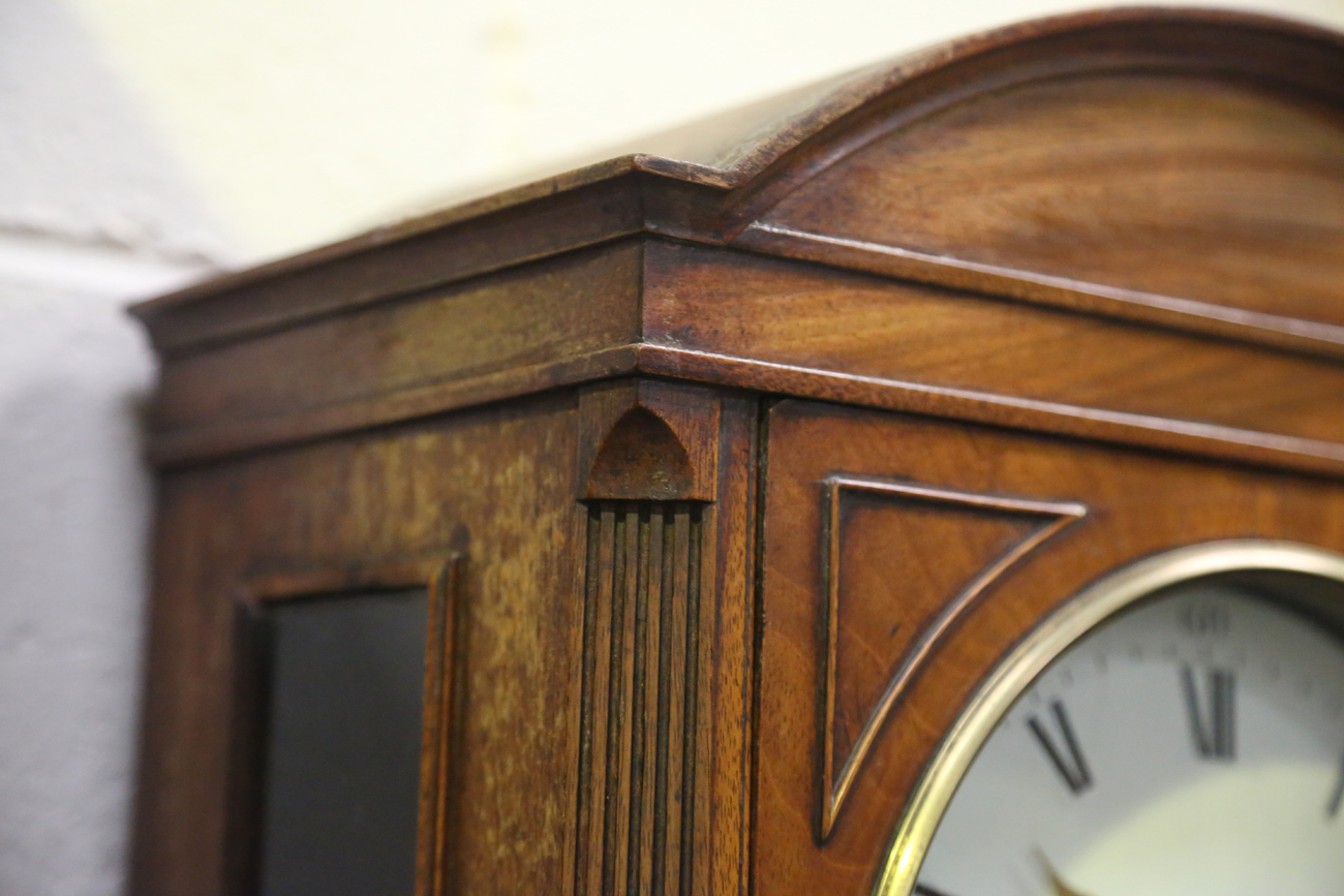 An early 19th century mahogany longcase clock with eight day movement striking hours on a bell, - Image 14 of 14