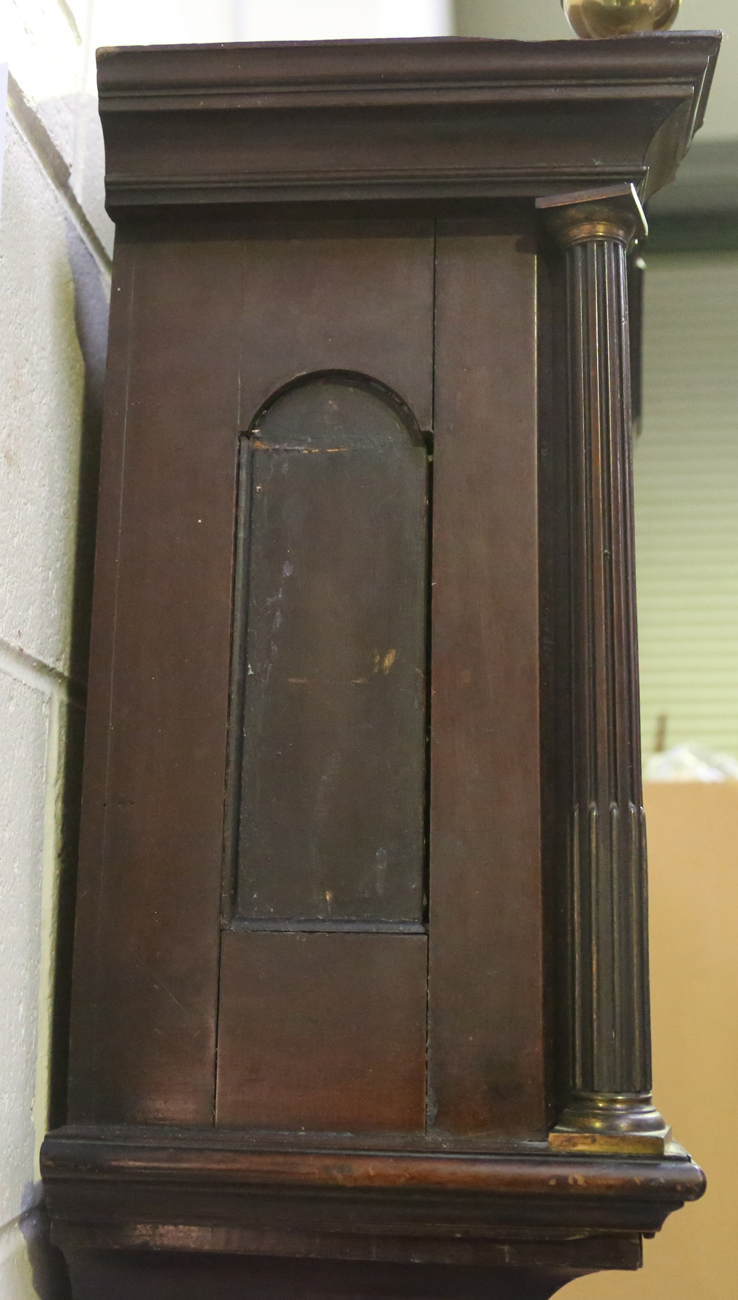 A George III mahogany longcase clock with eight day movement striking on a bell, the 12-inch brass - Image 7 of 12