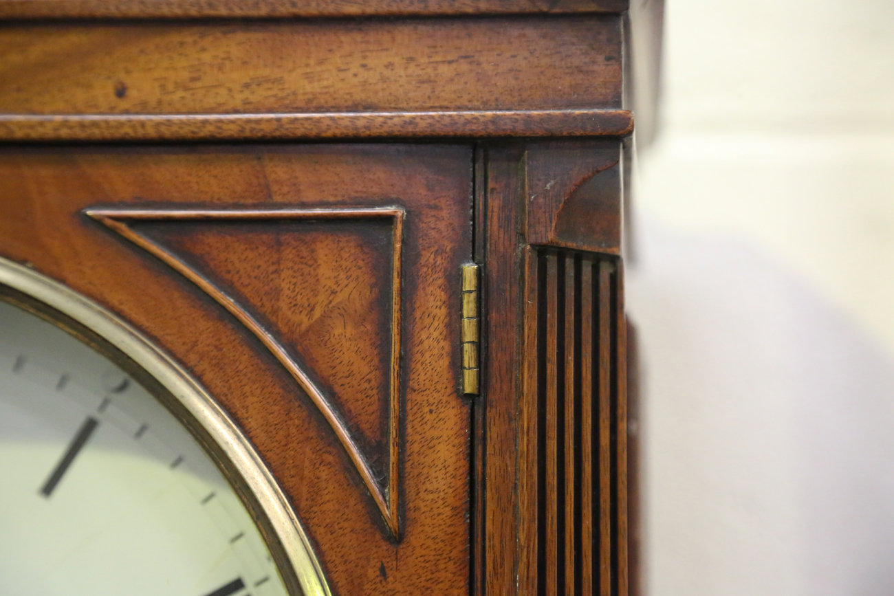 An early 19th century mahogany longcase clock with eight day movement striking hours on a bell, - Image 12 of 14