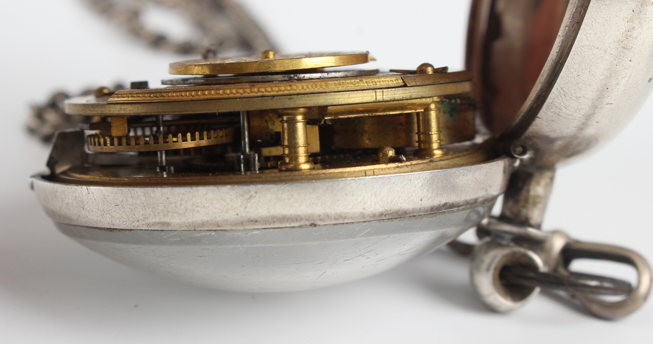 A Victorian silver pair cased keywind open-faced gentleman's pocket watch, the gilt fusee movement - Image 15 of 21