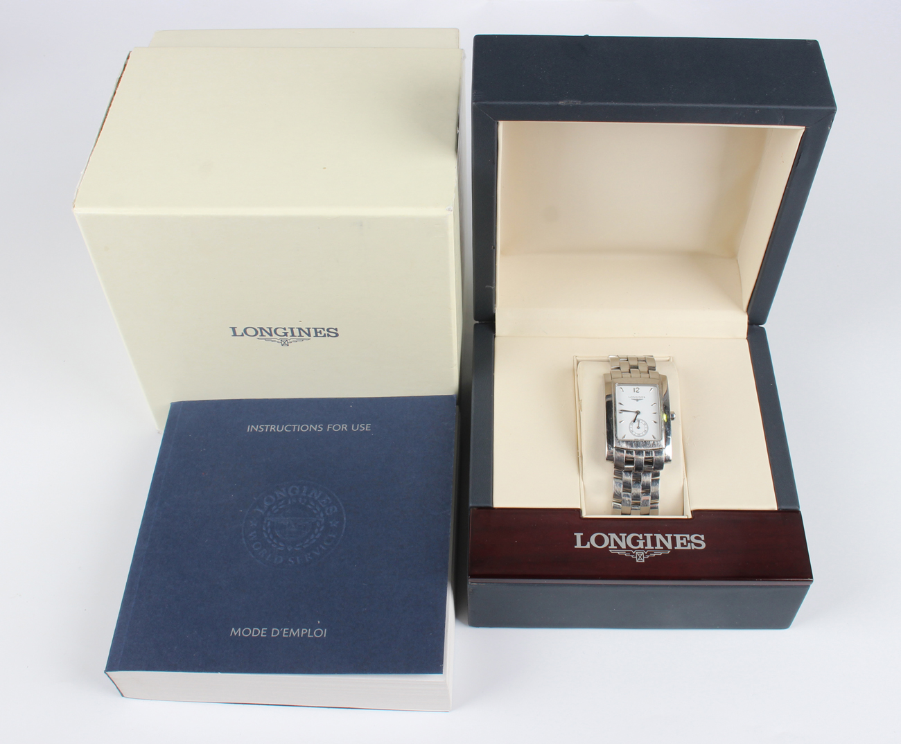 A Longines Dolce Vita steel rectangular cased gentleman's bracelet wristwatch, the signed white dial - Image 2 of 6