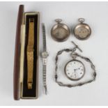 A silver cased keyless wind open-faced gentleman's pocket watch, the movement detailed 'Tachy