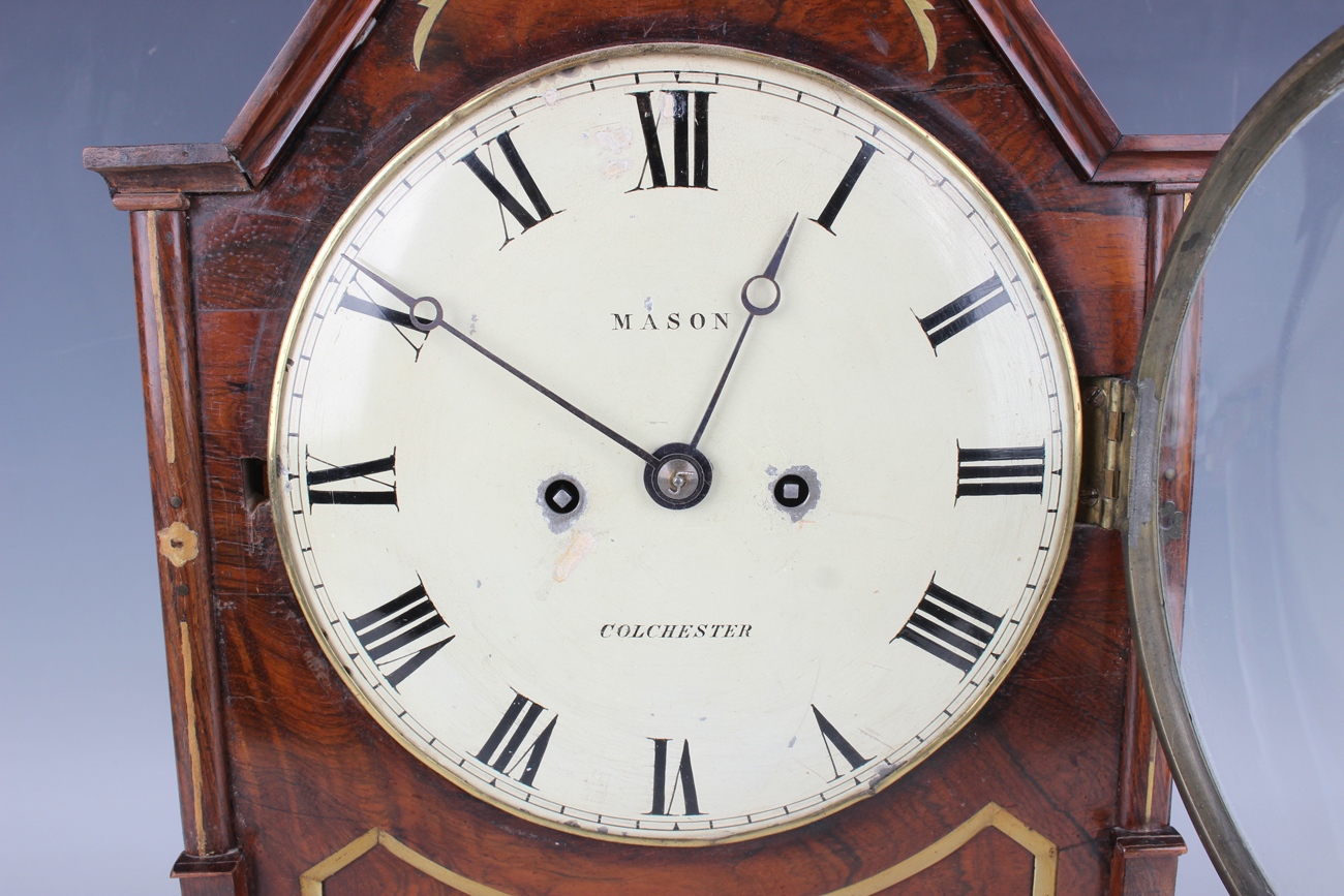 A Regency rosewood bracket clock with eight day twin fusee movement striking hours on a bell, the - Image 6 of 6