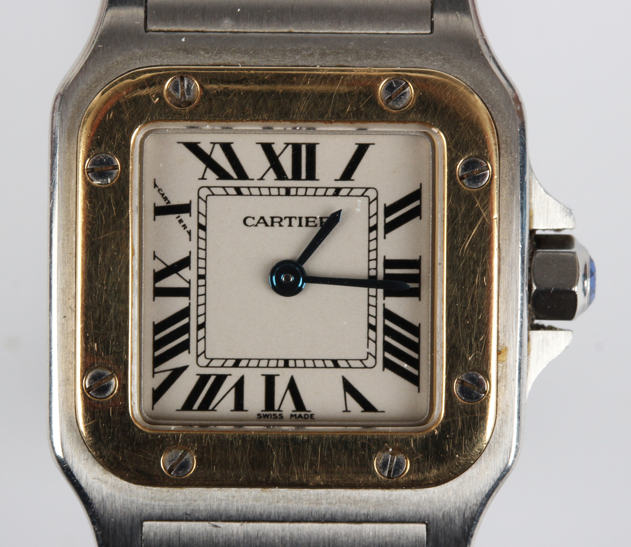 A Cartier Santos Galbée steel and gold lady's bracelet wristwatch, Ref. No. 1567, with signed - Image 7 of 7