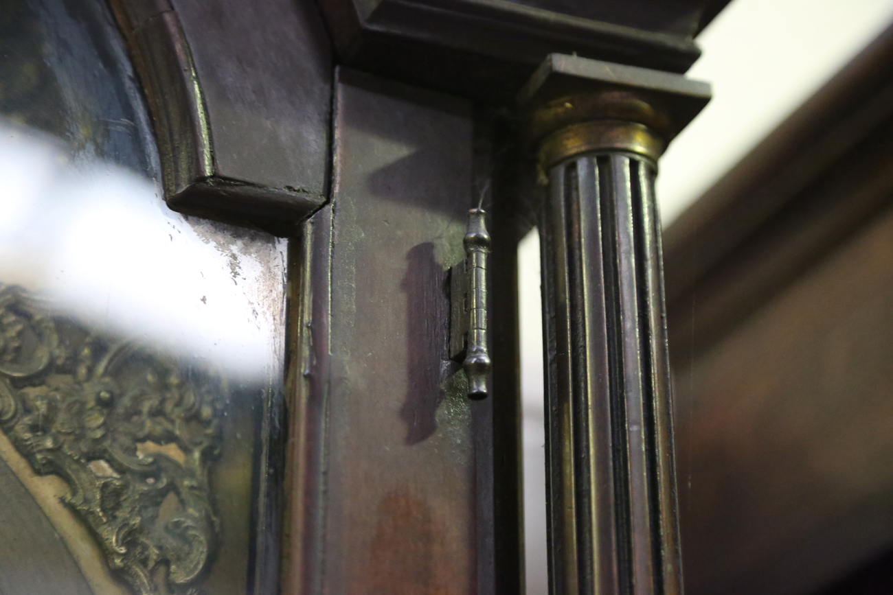 A George III mahogany longcase clock with eight day movement striking on a bell, the 12-inch brass - Image 8 of 12