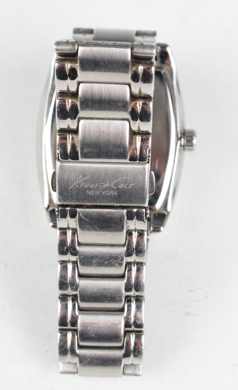 A Kenneth Cole Quartz stainless steel tonneau cased gentleman's bracelet wristwatch, the signed - Image 2 of 21