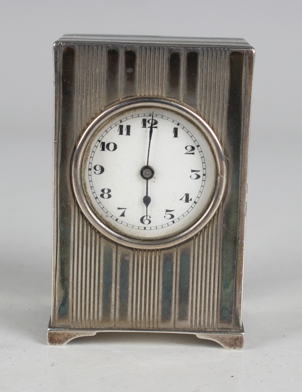 An early 20th century French silver miniature carriage timepiece, the movement with platform - Image 16 of 16