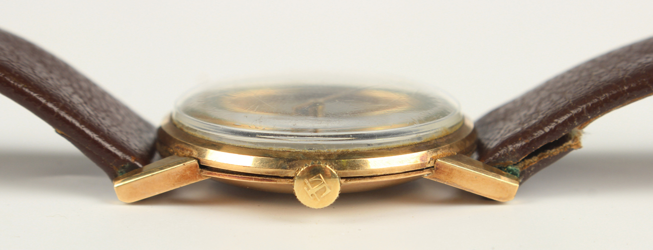 A Tissot gold circular cased gentleman's wristwatch, the signed silvered dial with black Arabic hour - Image 3 of 4