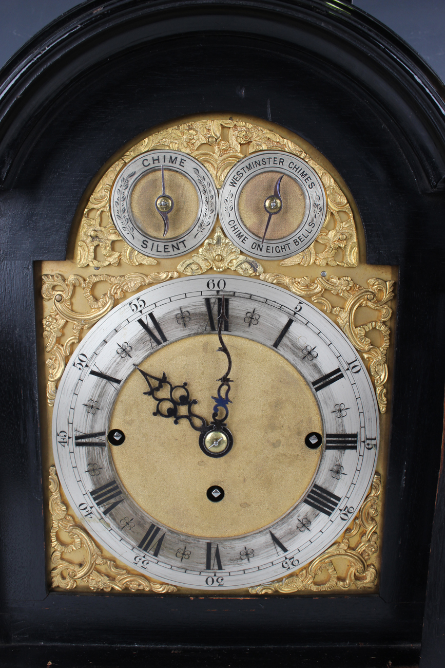 A late Victorian ebonized and gilt brass mounted bracket clock with eight day triple fusee - Image 14 of 14