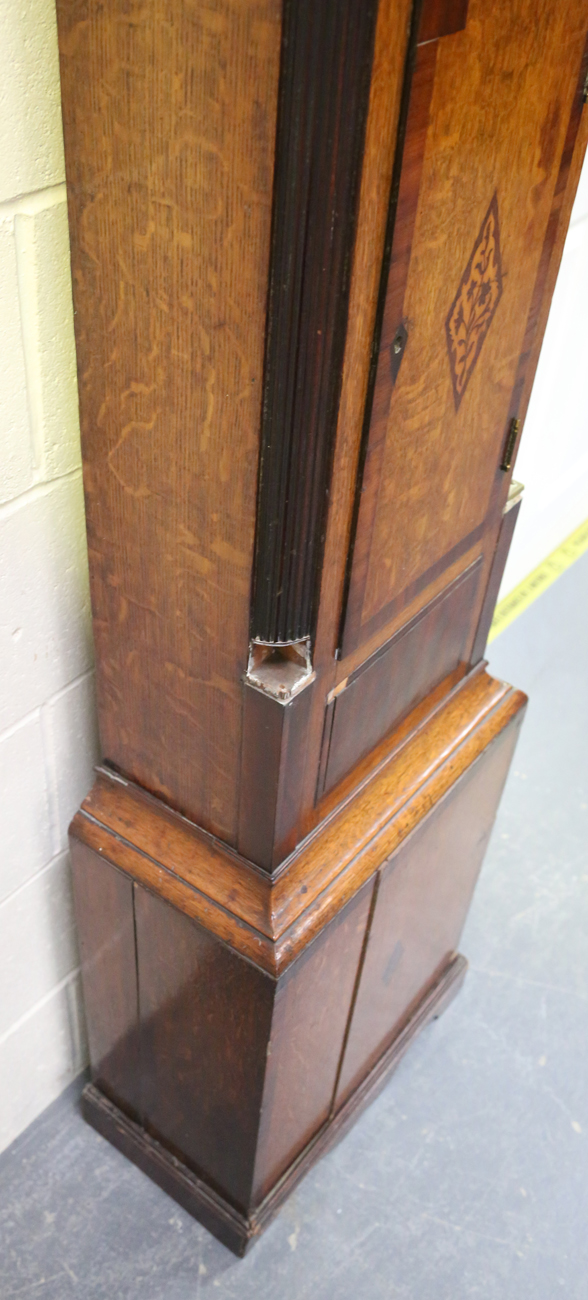 A George III oak and mahogany crossbanded longcase clock with eight day movement striking on a bell, - Image 4 of 26