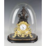 A late 19th century French gilt metal and brown patinated specter mantel timepiece, the eight day