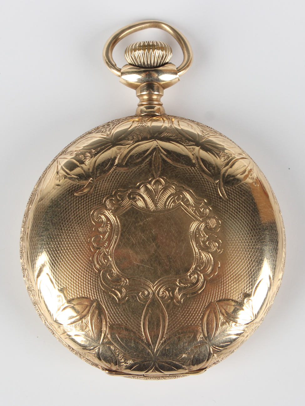 An Elgin 14ct gold keyless wind hunting cased gentleman's pocket watch, the lever movement - Image 3 of 6