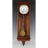 A 19th century rosewood cased Vienna style regulator wall clock with eight day movement striking
