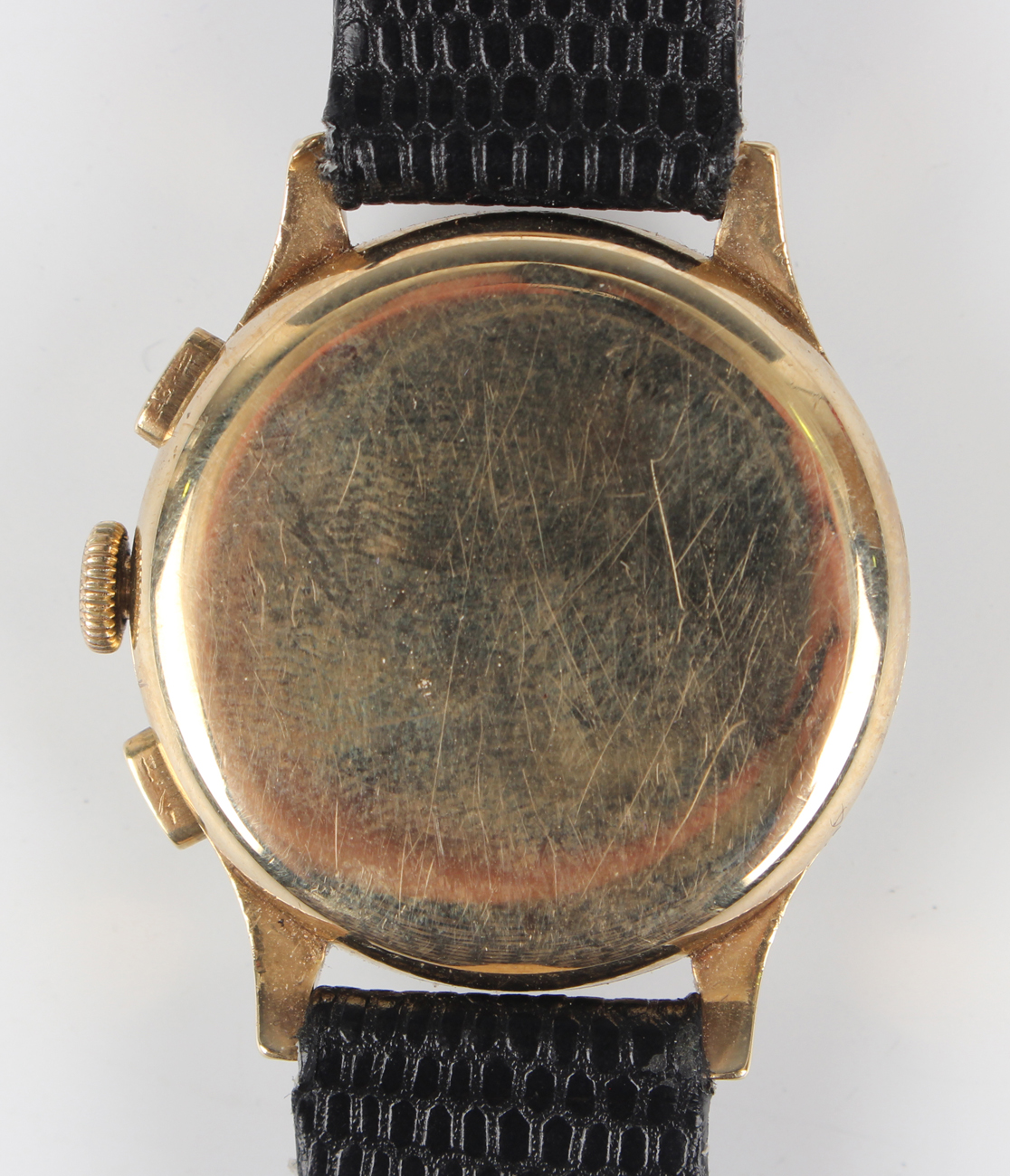 A Movado 9ct gold circular cased gentleman's chronograph wristwatch with signed jewelled CML.90 - Image 3 of 6