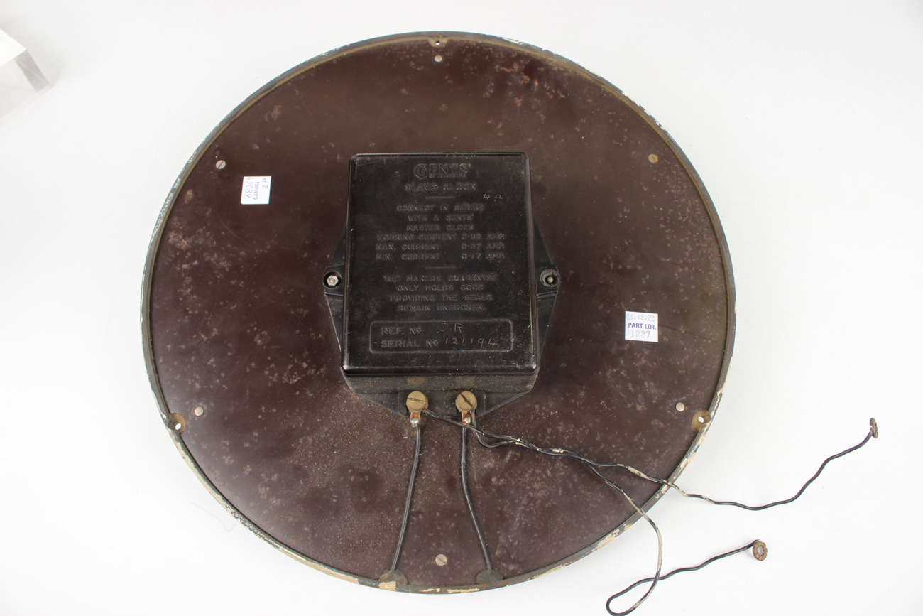 Two Gents of Leicester brass cased circular electric slave wall clocks, each 7½-inch signed silvered - Image 3 of 6