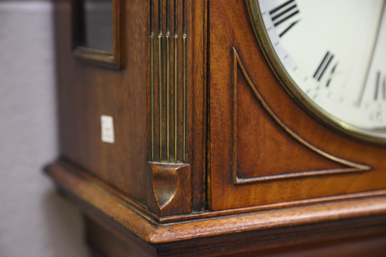 An early 19th century mahogany longcase clock with eight day movement striking hours on a bell, - Image 13 of 14