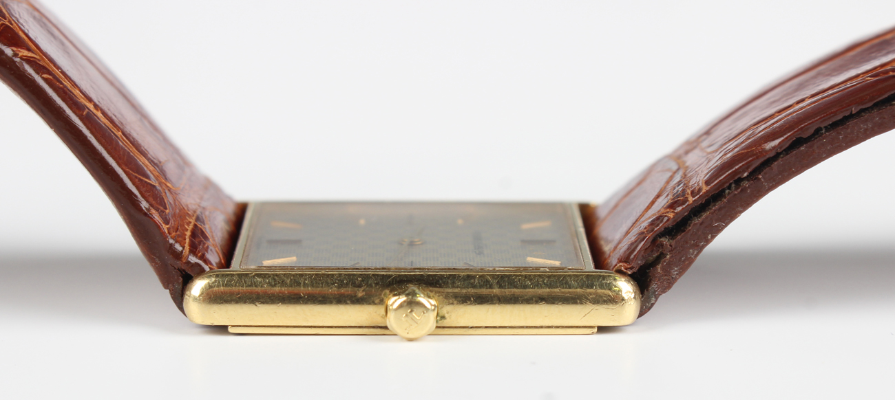 A Jaeger-LeCoultre 18ct gold rectangular cased wristwatch with quartz movement, the signed - Image 3 of 4