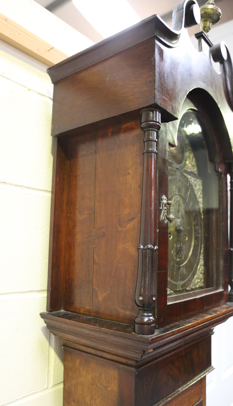 A George III oak and mahogany crossbanded longcase clock with eight day movement striking on a bell, - Image 5 of 26