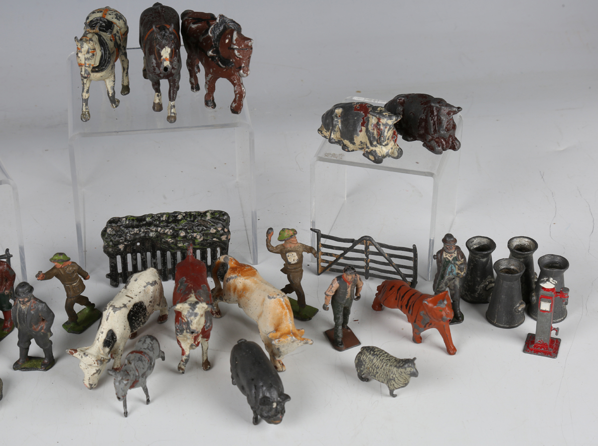 A collection of playworn Britains and other lead and plastic farm, zoo and other figures and - Image 12 of 13