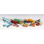 A collection of Dinky Toys and Supertoys commercial vehicles and racing cars, including seven