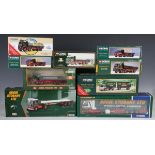 Nine Corgi Eddie Stobart lorries, including CC12502 Atkinson Borderer flatbed trailer, No. 13401 MAN